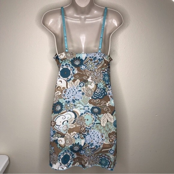 Nick and Sarah Intimates Floral Nightgown Chemise Slip Blue Brown Women Medium - Picture 5 of 12